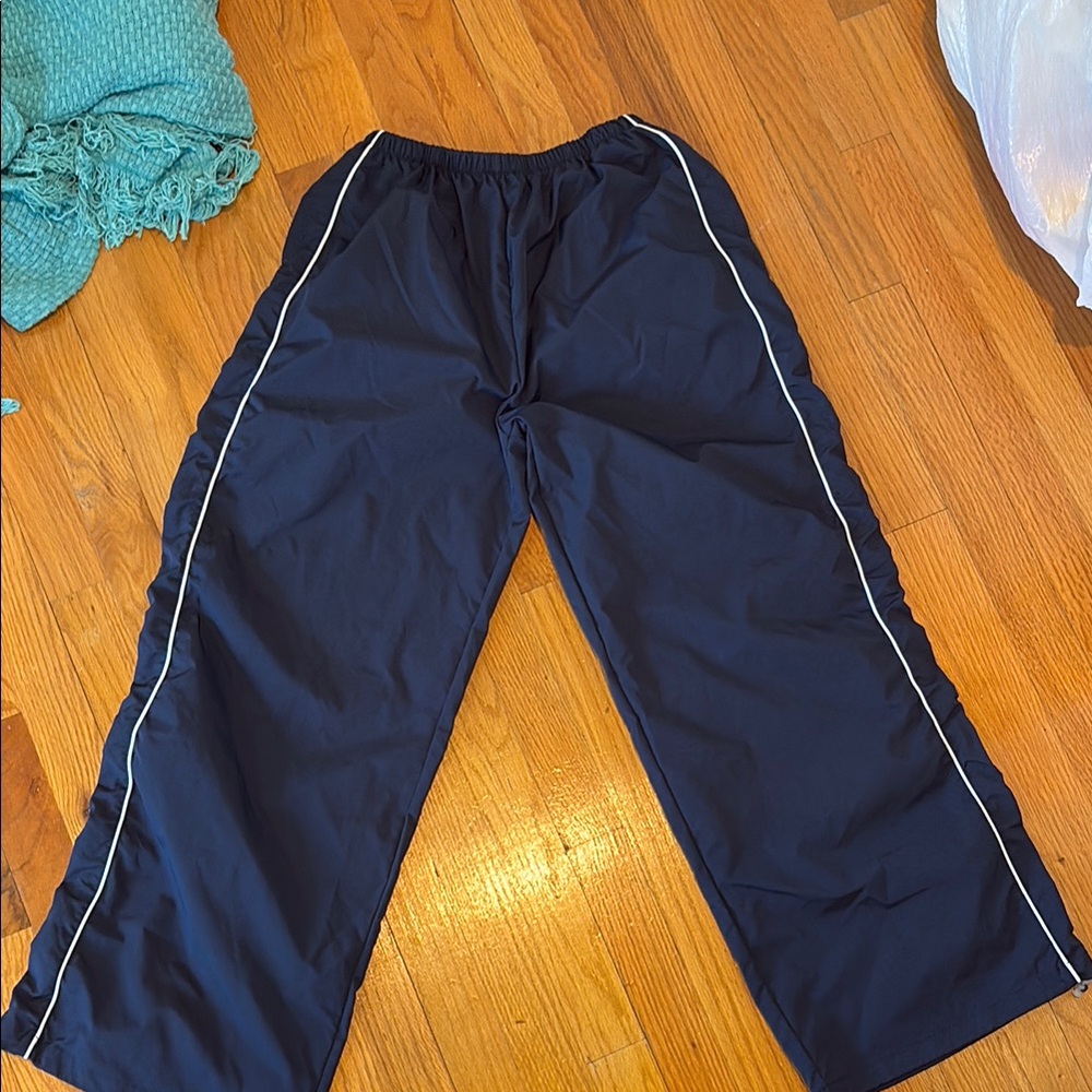 Navy Track Pants with White Stripes